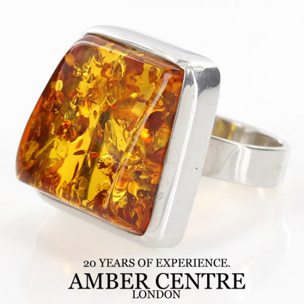 Handmade German Baltic Golden Yellow Amber in 925 Silver Ring WR200 RRP£130!!!