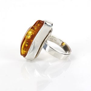 Handmade German Golden Yellow Genuine Baltic Amber 925 Silver Ring WR209 RRP£130!!! Size N1/2