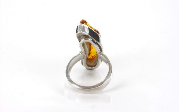 Handmade German Golden Yellow Genuine Baltic Amber 925 Silver Ring WR209 RRP£130!!! Size N1/2