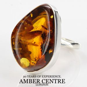 Handmade German Golden Yellow Baltic Amber 925 Silver Ring WR208 RRP£160!!!SizeQ