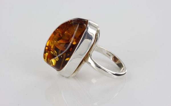 Handmade German Golden Yellow Baltic Amber 925 Silver Ring WR208 RRP£160!!!SizeQ