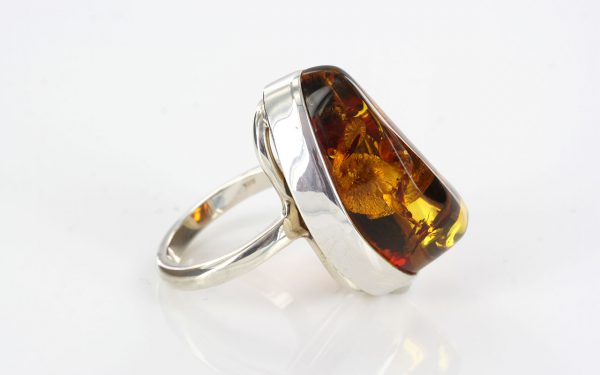 Handmade German Golden Yellow Baltic Amber 925 Silver Ring WR208 RRP£160!!!SizeQ