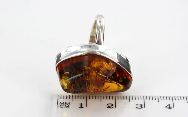 Handmade German Golden Yellow Baltic Amber 925 Silver Ring WR208 RRP£160!!!SizeQ