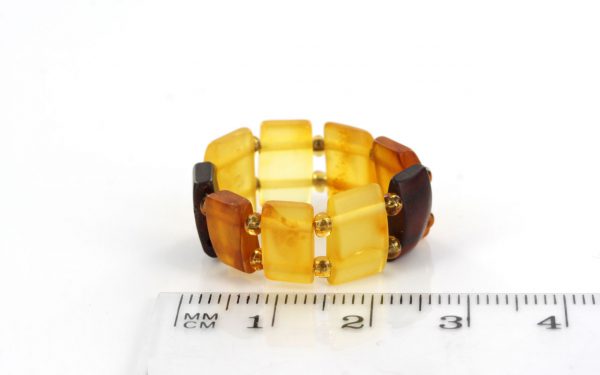German Baltic Fiery Orange,Opaque Yellow & Cognac Amber Handmade Elastic Ring RB001 RRP£35!!!