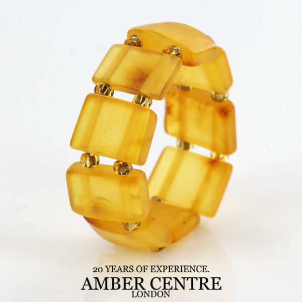 German Baltic Stylish Honey Amber Handmade Elastic Ring RB003 RRP£35!!!