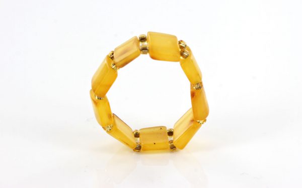 German Baltic Stylish Honey Amber Handmade Elastic Ring RB003 RRP£35!!!