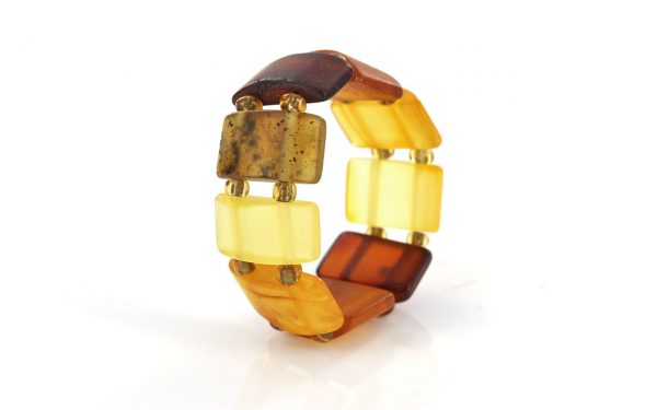German Baltic Fiery Orange,Opaque Yellow & Cognac Amber Elastic Ring RB004 RRP£35!!!