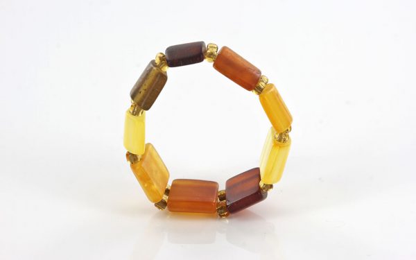 German Baltic Fiery Orange,Opaque Yellow & Cognac Amber Elastic Ring RB004 RRP£35!!!