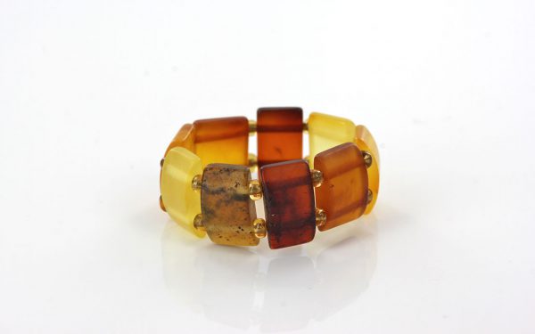 German Baltic Fiery Orange,Opaque Yellow & Cognac Amber Elastic Ring RB004 RRP£35!!!