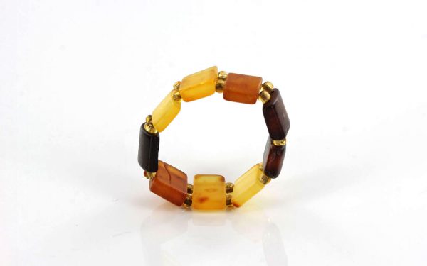 German Baltic Fiery Orange & Cognac Amber Handmade Elastic Ring RB005 RRP£35!!!