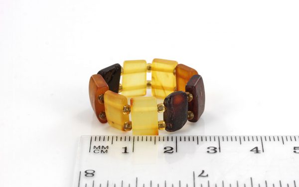 German Baltic Fiery Orange & Cognac Amber Handmade Elastic Ring RB005 RRP£35!!!