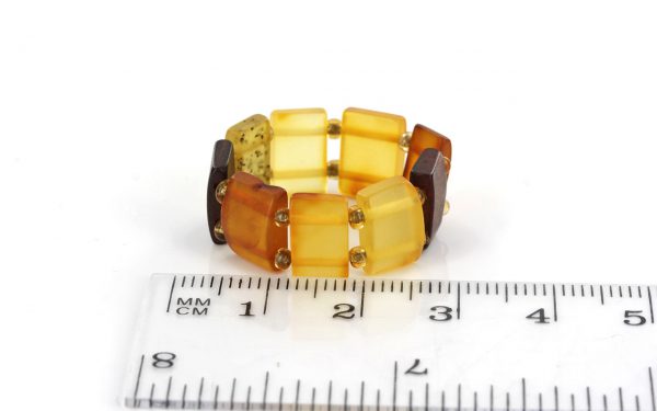 German Baltic Opaque Yellow & Cognac Amber Handmade Elastic Ring RB012 RRP£35!!!