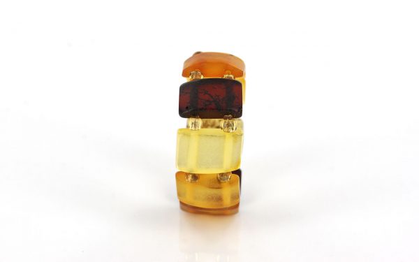 German Baltic Fiery Orange & Cognac Amber Handmade Elastic Ring RB013 RRP£35!!!