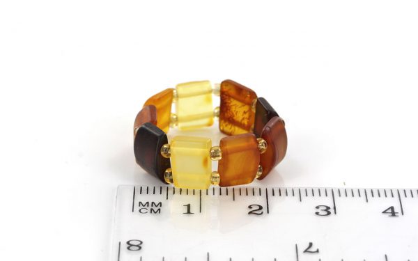 German Baltic Fiery Orange & Cognac Amber Handmade Elastic Ring RB014 RRP£35!!!