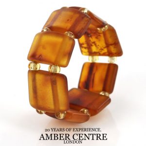 Matte Deep Orange German Baltic Amber Handmade Elastic Ring RB015 RRP£35!!!