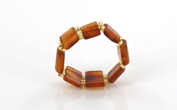 Matte Deep Orange German Baltic Amber Handmade Elastic Ring RB015 RRP£35!!!