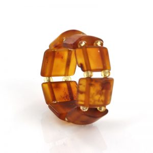 Matte Deep Orange German Baltic Amber Handmade Elastic Ring RB015 RRP£35!!!