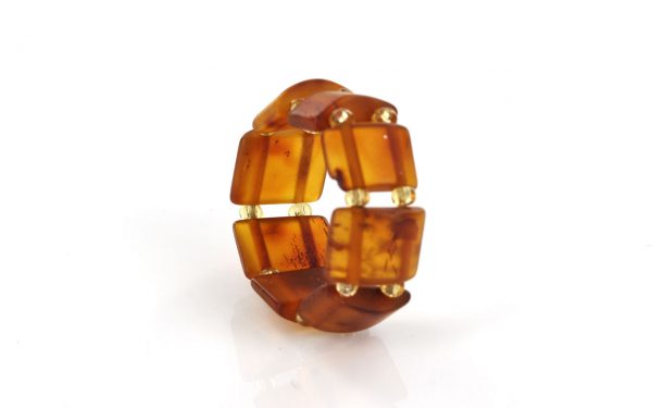 Matte Deep Orange German Baltic Amber Handmade Elastic Ring RB015 RRP£35!!!