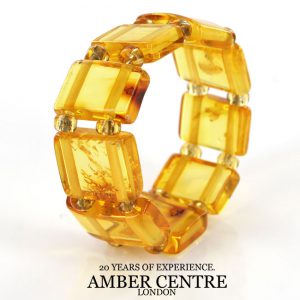 GERMAN BALTIC TRANSPARENT YELLOW AMBER HANDMADE ELASTIC RING RB016 RRP £35!!!