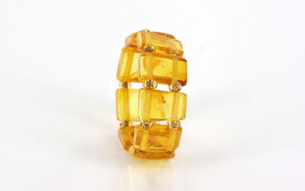 GERMAN BALTIC TRANSPARENT YELLOW AMBER HANDMADE ELASTIC RING RB016 RRP £35!!!