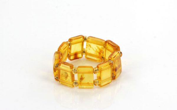 GERMAN BALTIC TRANSPARENT YELLOW AMBER HANDMADE ELASTIC RING RB016 RRP £35!!!