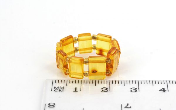 GERMAN BALTIC TRANSPARENT YELLOW AMBER HANDMADE ELASTIC RING RB016 RRP £35!!!