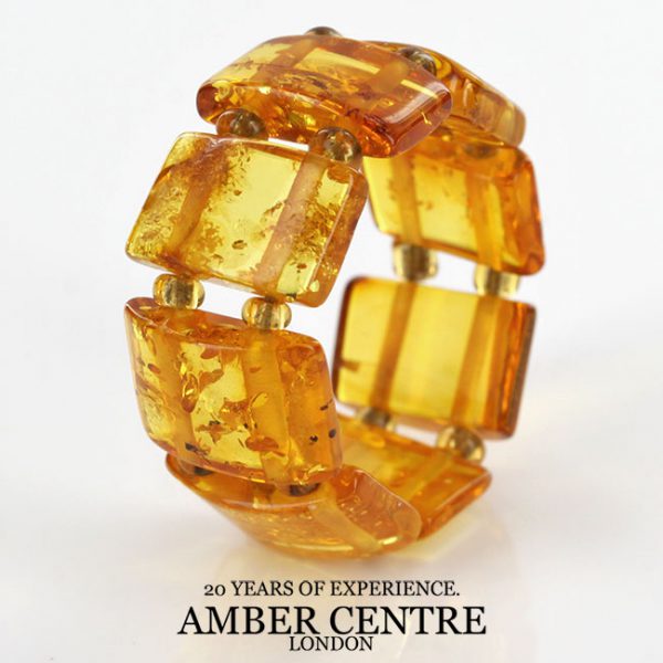 Rich Yellow GERMAN BALTIC AMBER Handmade Stylish Elastic Ring RB018 RRP £35!!!