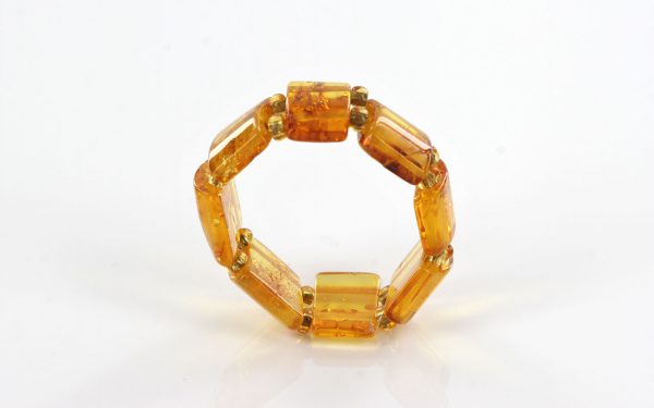 Rich Yellow GERMAN BALTIC AMBER Handmade Stylish Elastic Ring RB018 RRP £35!!!