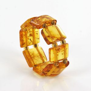 Rich Yellow GERMAN BALTIC AMBER Handmade Stylish Elastic Ring RB018 RRP £35!!!