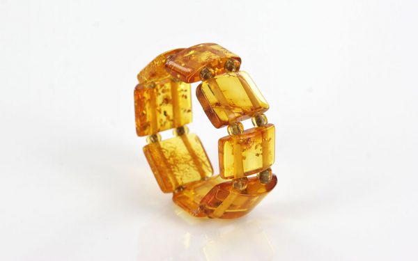 Rich Yellow GERMAN BALTIC AMBER Handmade Stylish Elastic Ring RB018 RRP £35!!!