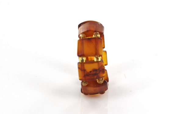 GERMAN BALTIC Matte Cognac AMBER Handmade Elegant Elastic Ring RB020 RRP£35!!!