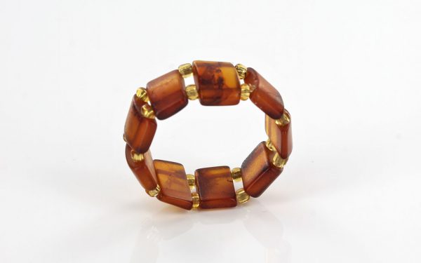 GERMAN BALTIC Matte Cognac AMBER Handmade Elegant Elastic Ring RB020 RRP£35!!!