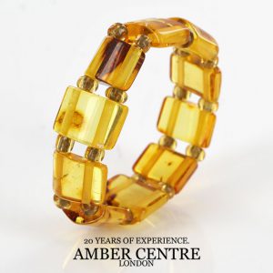 GERMAN BALTIC Clear Honey AMBER Handmade Elastic Ring RB021 RRP £35!!!