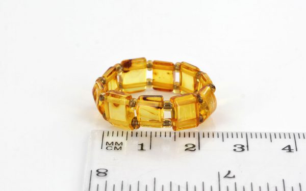 GERMAN BALTIC Clear Honey AMBER Handmade Elastic Ring RB021 RRP £35!!!