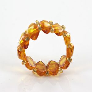 GERMAN BALTIC CLEAR HONEY AMBER HANDMADE ELEGANT ELASTIC RING RB024 RRP £35!!!