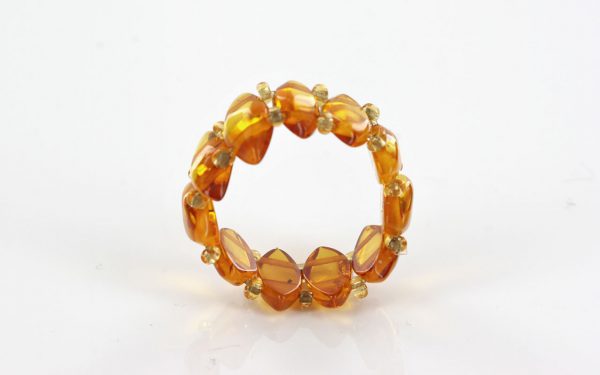 GERMAN BALTIC CLEAR HONEY AMBER HANDMADE ELEGANT ELASTIC RING RB024 RRP £35!!!