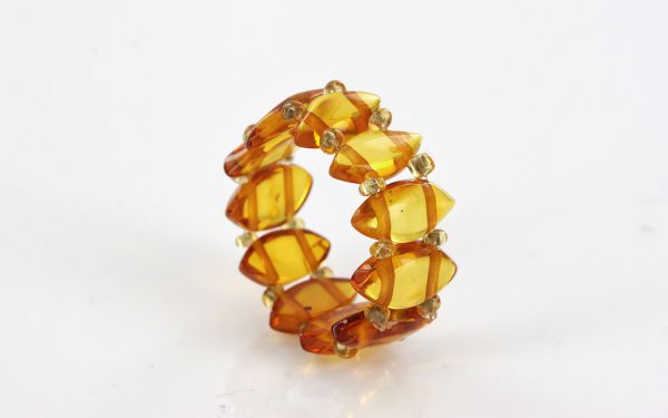 GERMAN BALTIC CLEAR HONEY AMBER HANDMADE ELEGANT ELASTIC RING RB024 RRP £35!!!