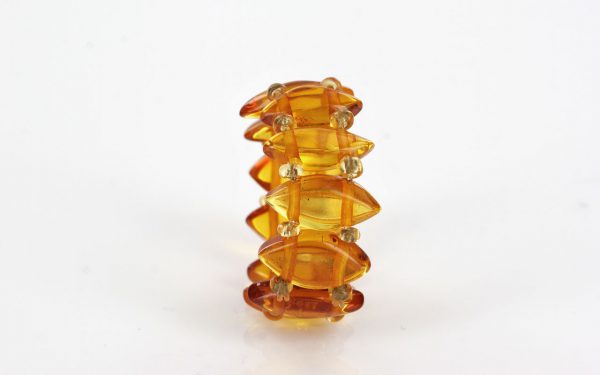 GERMAN BALTIC CLEAR HONEY AMBER HANDMADE ELEGANT ELASTIC RING RB024 RRP £35!!!