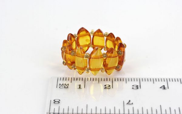 GERMAN BALTIC CLEAR HONEY AMBER HANDMADE ELEGANT ELASTIC RING RB024 RRP £35!!!