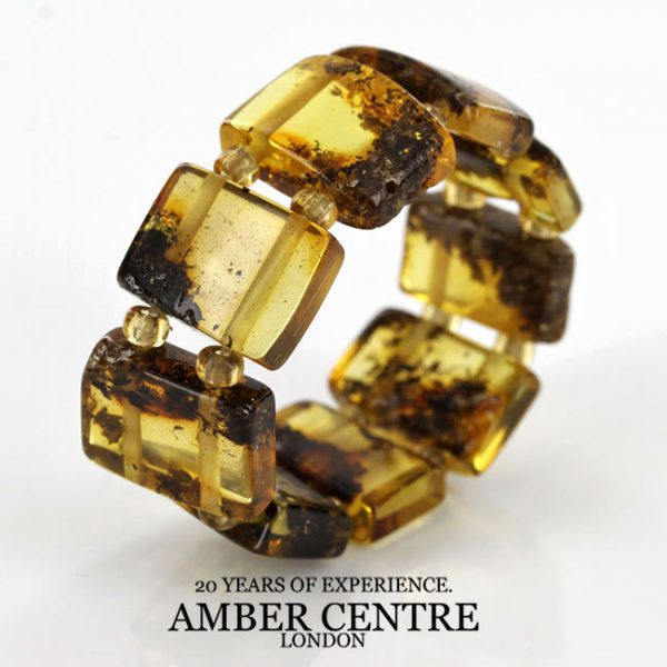 Precious Vintage GERMAN BALTIC AMBER Handmade Elastic Ring RB028 RRP£35!!!