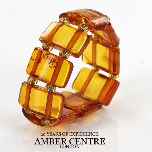 GERMAN BALTIC Fiery Orange AMBER Handmade Elastic Ring RB030 RRP £35!!!