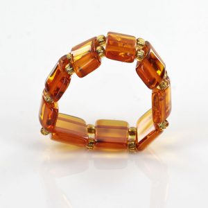 GERMAN BALTIC Fiery Orange AMBER Handmade Elastic Ring RB030 RRP £35!!!