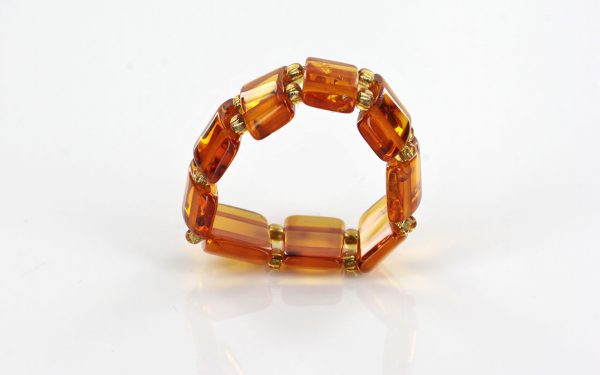 GERMAN BALTIC Fiery Orange AMBER Handmade Elastic Ring RB030 RRP £35!!!