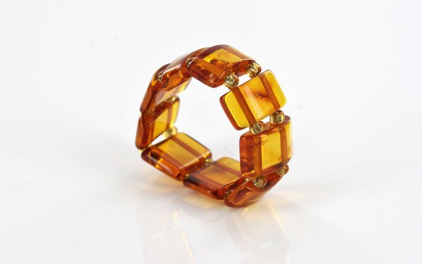 GERMAN BALTIC Fiery Orange AMBER Handmade Elastic Ring RB030 RRP £35!!!