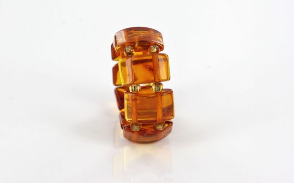 GERMAN BALTIC Fiery Orange AMBER Handmade Elastic Ring RB030 RRP £35!!!