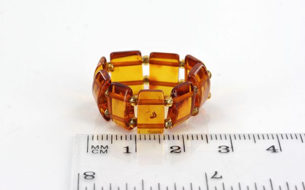 GERMAN BALTIC Fiery Orange AMBER Handmade Elastic Ring RB030 RRP £35!!!