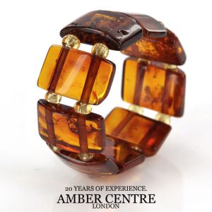 GERMAN BALTIC Deep orange cognac AMBER Handmade Elastic Ring RB034 RRP £35!!!