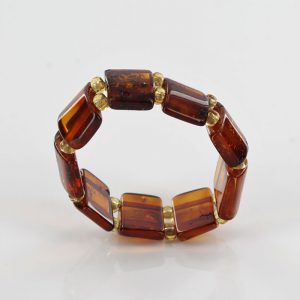 GERMAN BALTIC Deep orange cognac AMBER Handmade Elastic Ring RB034 RRP £35!!!