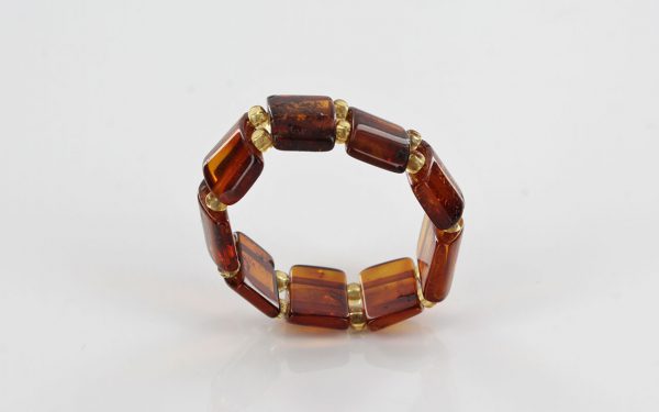 GERMAN BALTIC Deep orange cognac AMBER Handmade Elastic Ring RB034 RRP £35!!!