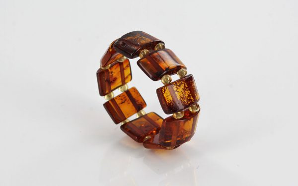 GERMAN BALTIC Deep orange cognac AMBER Handmade Elastic Ring RB034 RRP £35!!!